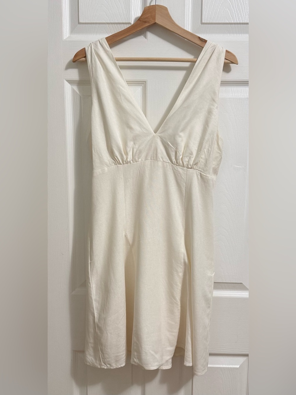 Bar III Linen blend v neck midi dress lined NWOT